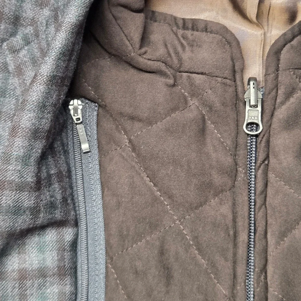 Lanificio di Pray Wool Plaid Blazer Jacket with Removable Bib Grey Brown 44